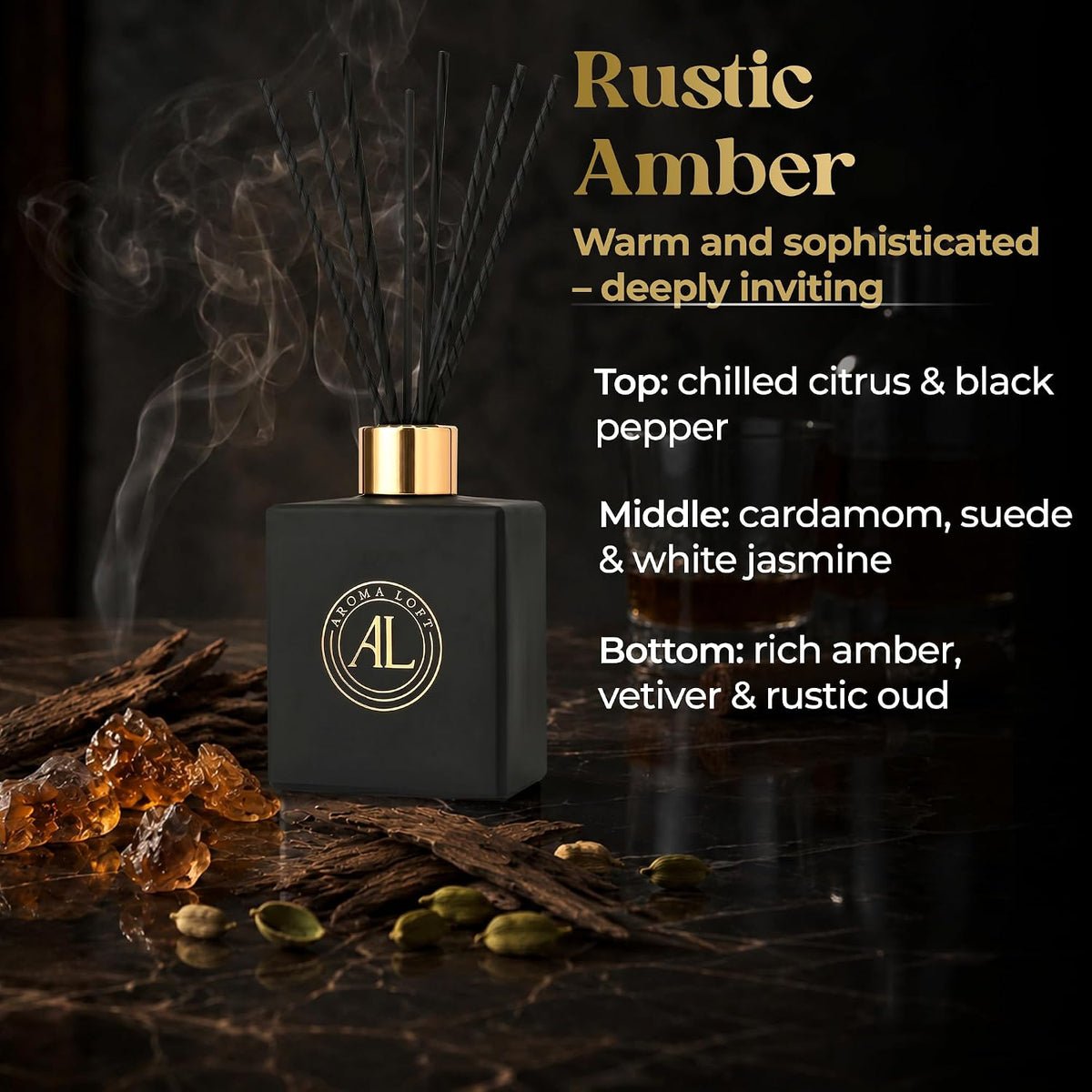 Black Reed Diffusers for Home | Premium Fragrance Diffuser | Reed Diffuser Sticks in Oil Set with Cashmere Vanilla Scent | Smell Good Stuff | Long-Lasting Oil for Bathroom & Office (5 oz)