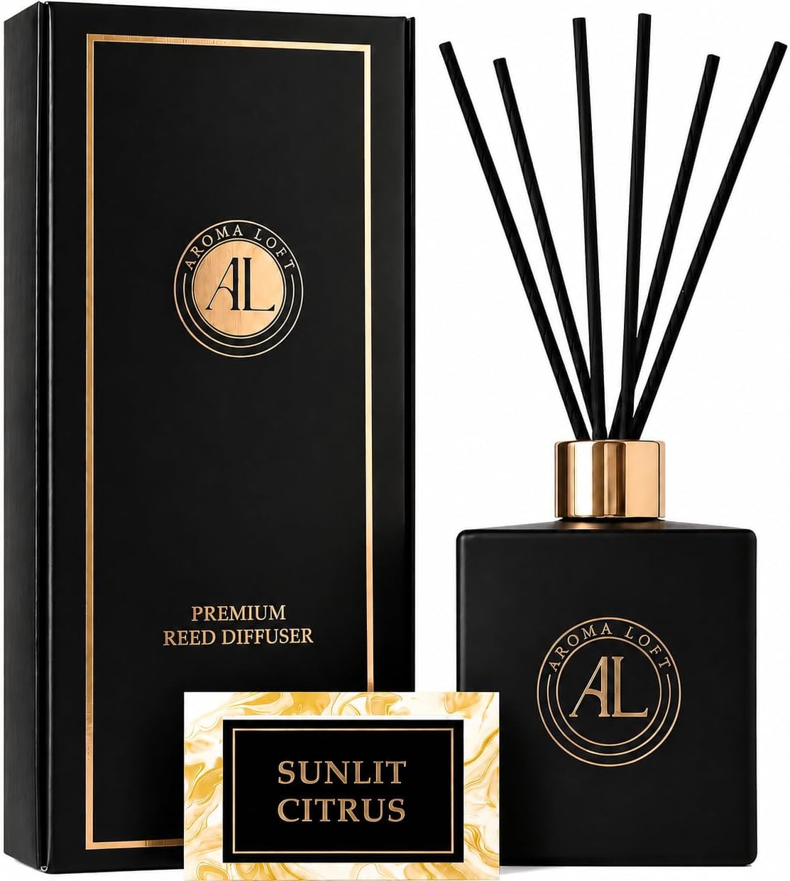 Black Reed Diffusers for Home | Premium Fragrance Diffuser | Reed Diffuser Sticks in Oil Set with Cashmere Vanilla Scent | Smell Good Stuff | Long-Lasting Oil for Bathroom & Office (5 oz)