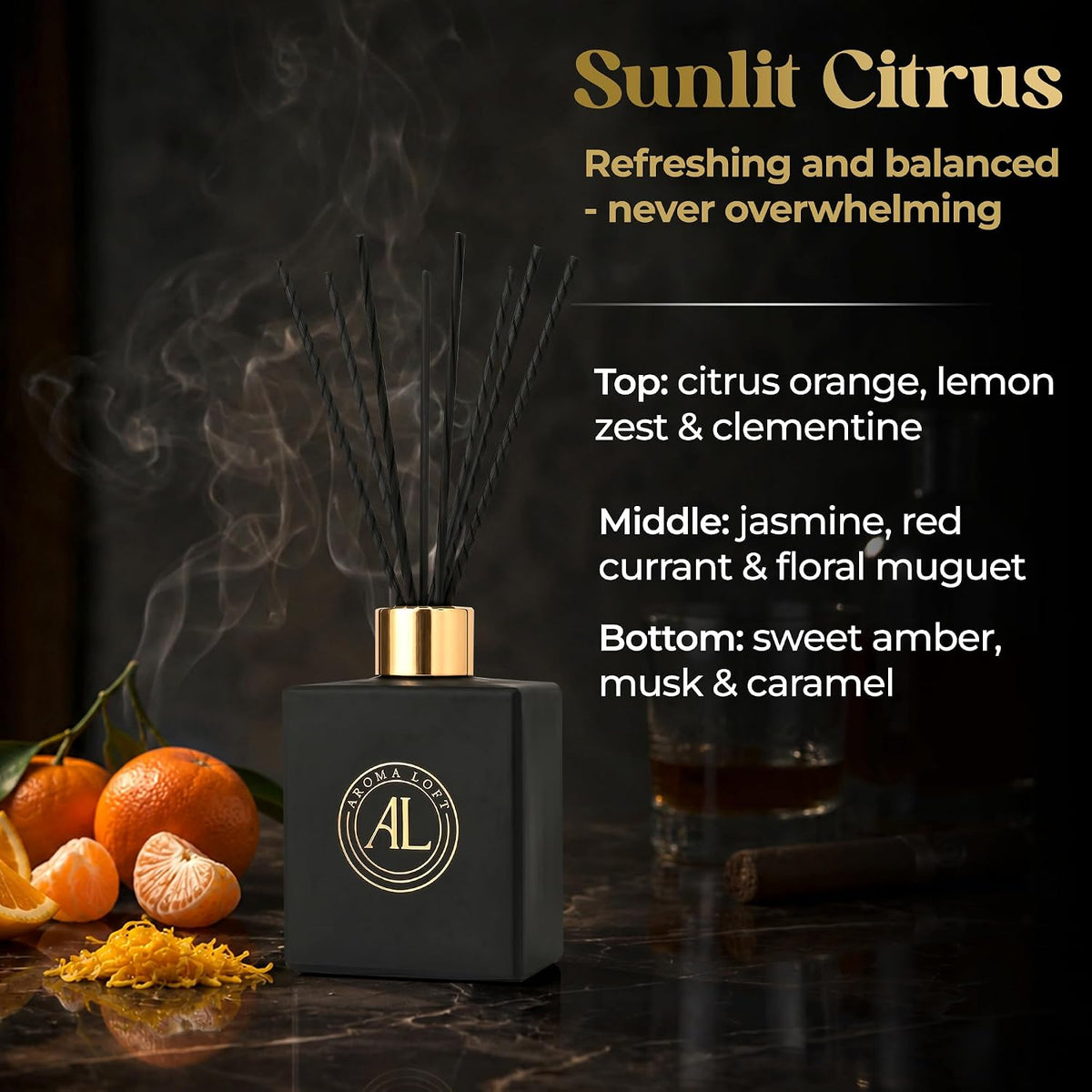 Black Reed Diffusers for Home | Premium Fragrance Diffuser | Reed Diffuser Sticks in Oil Set with Cashmere Vanilla Scent | Smell Good Stuff | Long-Lasting Oil for Bathroom & Office (5 oz)