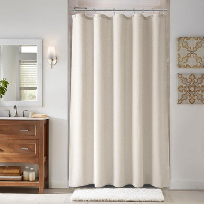 Linen Shower Curtain 72 Inch Long for Bathroom Beige 1 Panel - Colors A