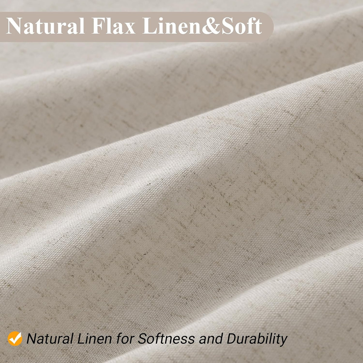 Linen Shower Curtain 72 Inch Long for Bathroom Beige 1 Panel - Colors A