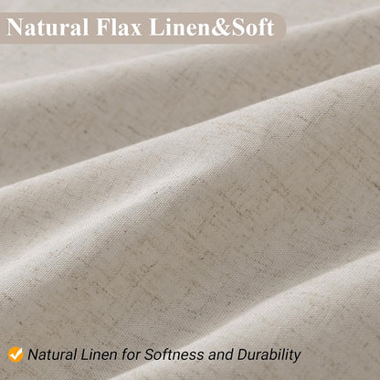 Linen Shower Curtain 72 Inch Long for Bathroom Beige 1 Panel - Colors A