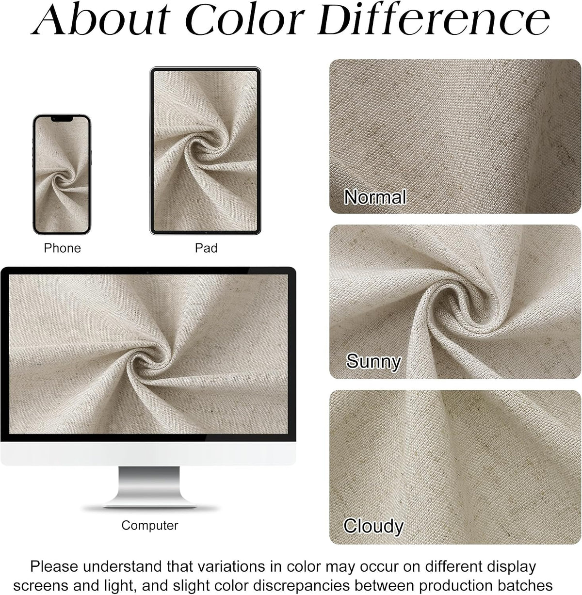Linen Shower Curtain 72 Inch Long for Bathroom Beige 1 Panel - Colors A