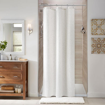 Linen Shower Curtain 72 Inch Long for Bathroom Beige 1 Panel - Colors A