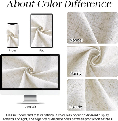 Linen Shower Curtain 72 Inch Long for Bathroom Beige 1 Panel - Colors A