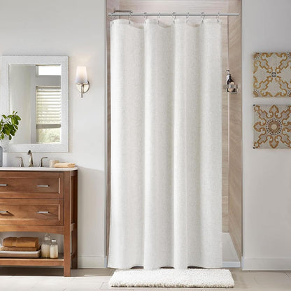 Linen Shower Curtain 72 Inch Long for Bathroom Beige 1 Panel - Colors A