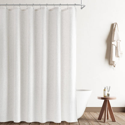 Linen Shower Curtain 72 Inch Long for Bathroom Beige 1 Panel - Colors A