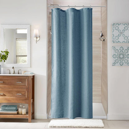 Linen Shower Curtain 72 Inch Long for Bathroom Beige 1 Panel - Colors A