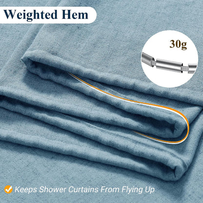 Linen Shower Curtain 72 Inch Long for Bathroom Beige 1 Panel - Colors A