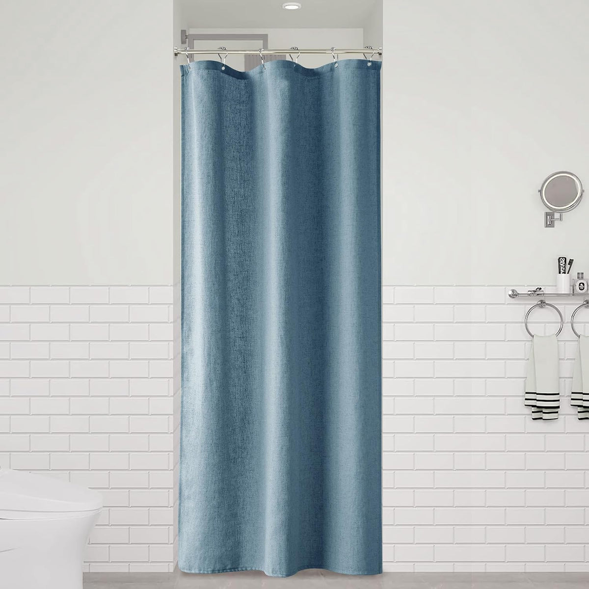 Linen Shower Curtain 72 Inch Long for Bathroom Beige 1 Panel - Colors A
