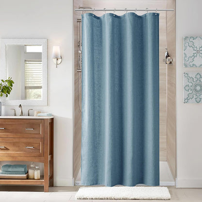 Linen Shower Curtain 72 Inch Long for Bathroom Beige 1 Panel - Colors A
