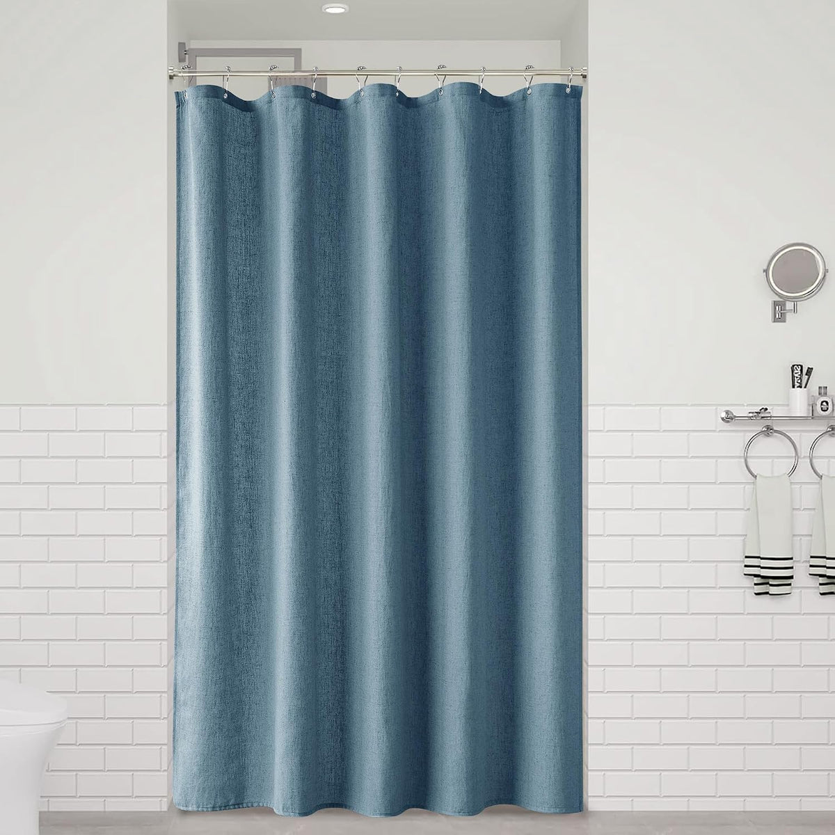 Linen Shower Curtain 72 Inch Long for Bathroom Beige 1 Panel - Colors A