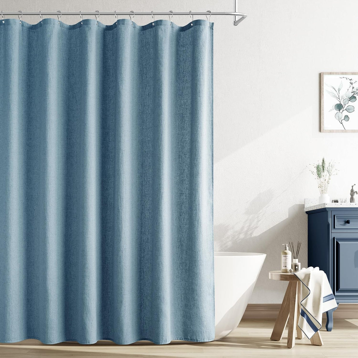 Linen Shower Curtain 72 Inch Long for Bathroom Beige 1 Panel - Colors A