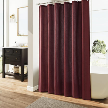 Linen Shower Curtain 72 Inch Long for Bathroom Beige 1 Panel - Colors A