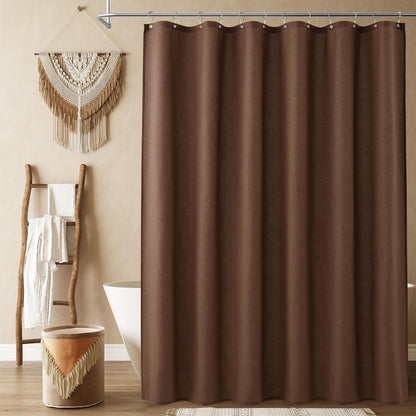 Linen Shower Curtain 72 Inch Long for Bathroom Beige 1 Panel - Colors A