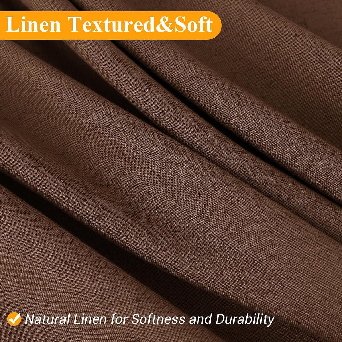 Linen Shower Curtain 72 Inch Long for Bathroom Beige 1 Panel - Colors A