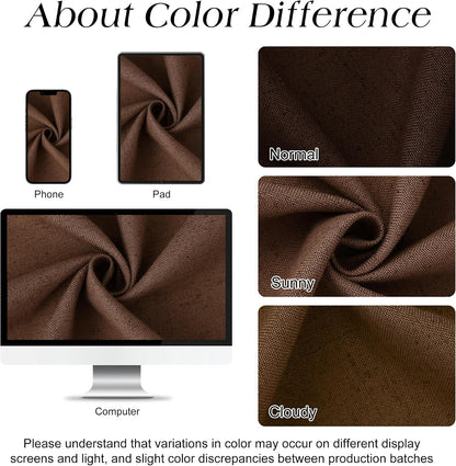 Linen Shower Curtain 72 Inch Long for Bathroom Beige 1 Panel - Colors A