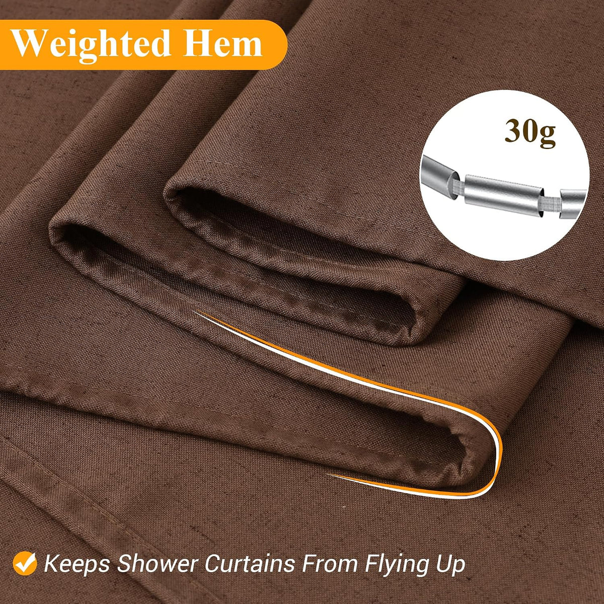 Linen Shower Curtain 72 Inch Long for Bathroom Beige 1 Panel - Colors A
