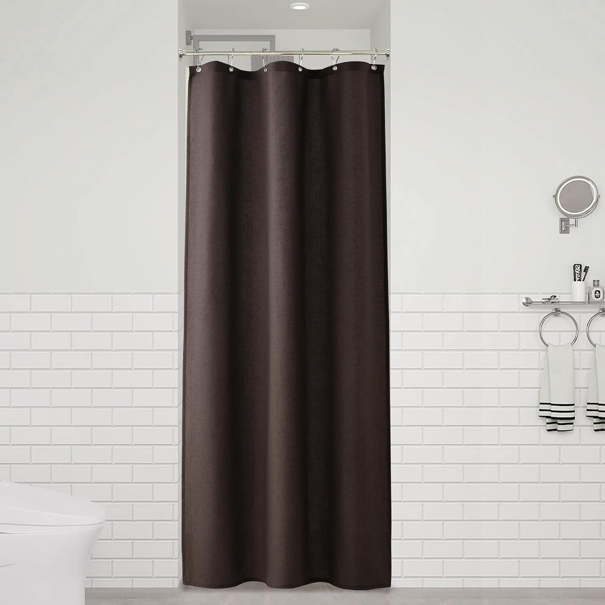 Linen Shower Curtain 72 Inch Long for Bathroom Beige 1 Panel - Colors A