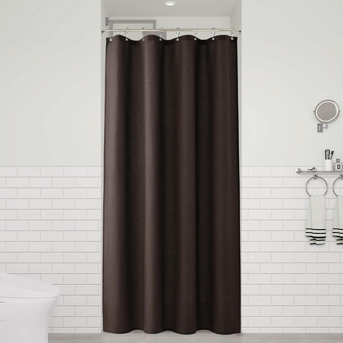 Linen Shower Curtain 72 Inch Long for Bathroom Beige 1 Panel - Colors A