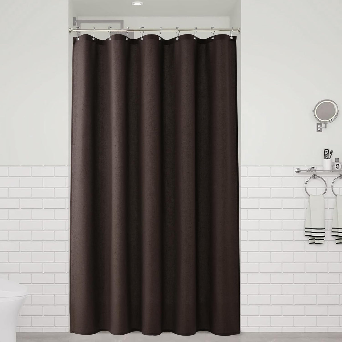 Linen Shower Curtain 72 Inch Long for Bathroom Beige 1 Panel - Colors A