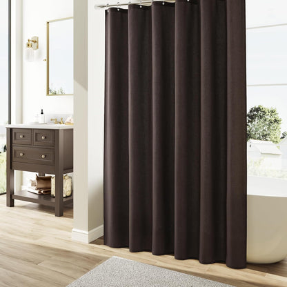 Linen Shower Curtain 72 Inch Long for Bathroom Beige 1 Panel - Colors A