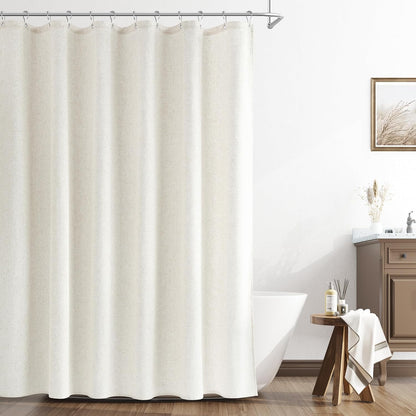 Linen Shower Curtain 72 Inch Long for Bathroom Beige 1 Panel - Colors A