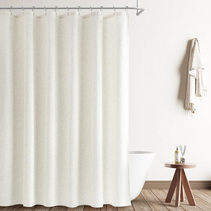 Linen Shower Curtain 72 Inch Long for Bathroom Beige 1 Panel - Colors A