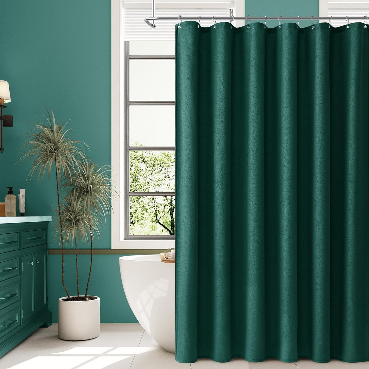 Linen Shower Curtain 72 Inch Long for Bathroom Beige 1 Panel - Colors A