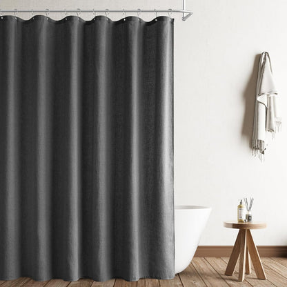 Linen Shower Curtain 72 Inch Long for Bathroom Beige 1 Panel - Colors A