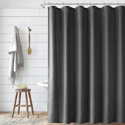 Linen Shower Curtain 72 Inch Long for Bathroom Beige 1 Panel - Colors A