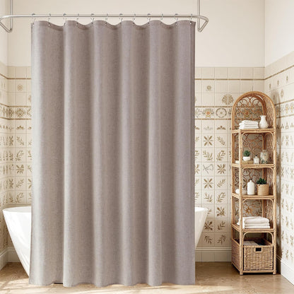 Linen Shower Curtain 72 Inch Long for Bathroom Beige 1 Panel - Colors A