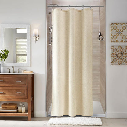 Linen Shower Curtain 72 Inch Long for Bathroom Beige 1 Panel - Colors A