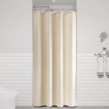 Linen Shower Curtain 72 Inch Long for Bathroom Beige 1 Panel - Colors A