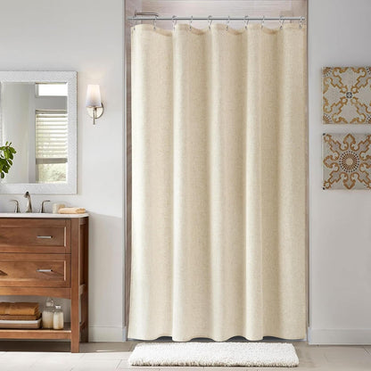 Linen Shower Curtain 72 Inch Long for Bathroom Beige 1 Panel - Colors A