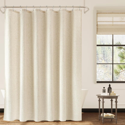 Linen Shower Curtain 72 Inch Long for Bathroom Beige 1 Panel - Colors A