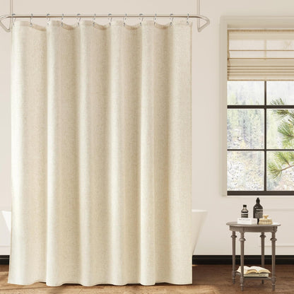 Linen Shower Curtain 72 Inch Long for Bathroom Beige 1 Panel - Colors A