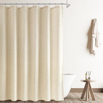 Linen Shower Curtain 72 Inch Long for Bathroom Beige 1 Panel - Colors A