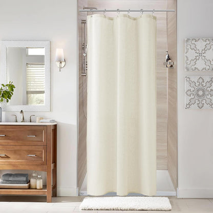 Linen Shower Curtain 72 Inch Long for Bathroom Beige 1 Panel - Colors A