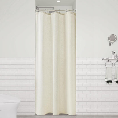 Linen Shower Curtain 72 Inch Long for Bathroom Beige 1 Panel - Colors A