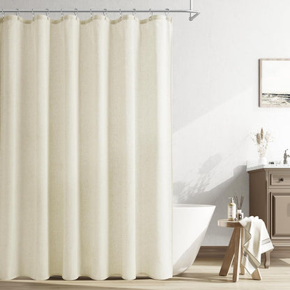 Linen Shower Curtain 72 Inch Long for Bathroom Beige 1 Panel - Colors A