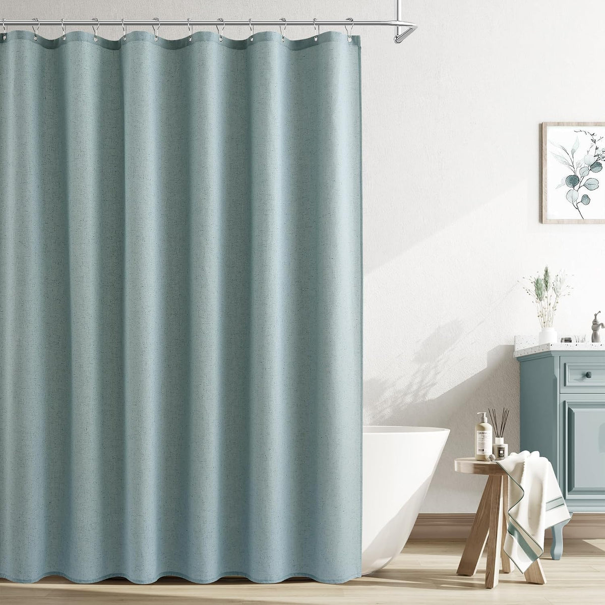 Linen Shower Curtain 72 Inch Long for Bathroom Beige 1 Panel - Colors A