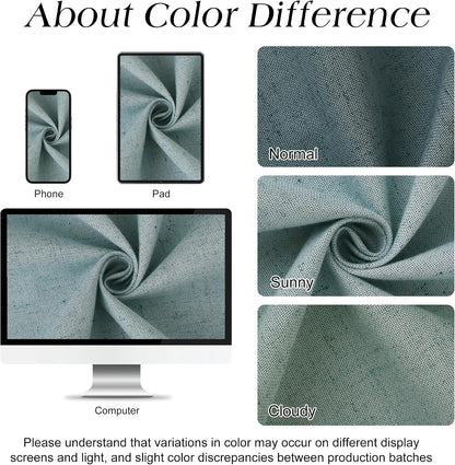 Linen Shower Curtain 72 Inch Long for Bathroom Beige 1 Panel - Colors A