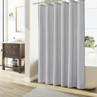 Linen Shower Curtain 72 Inch Long for Bathroom Beige 1 Panel - Colors A