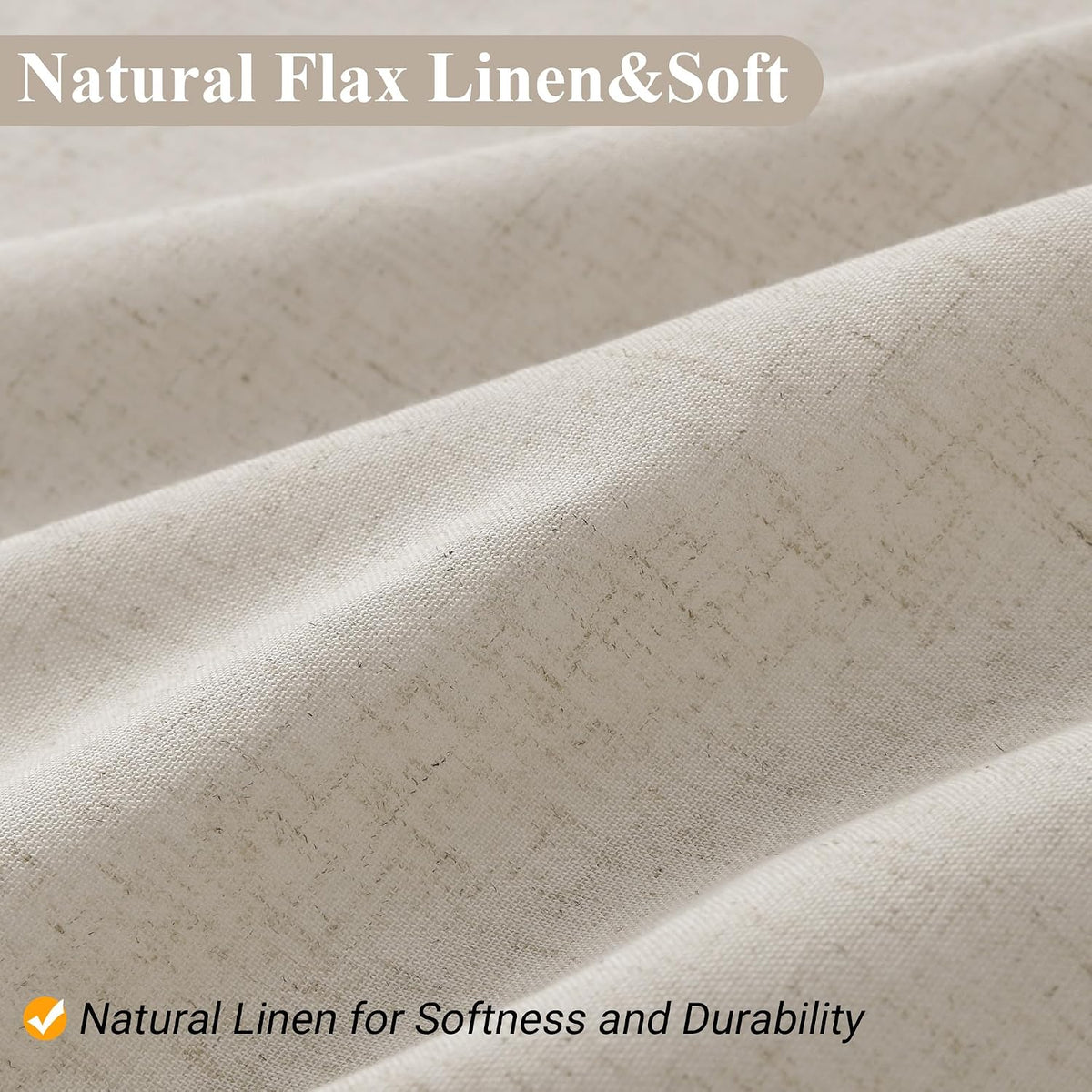 Linen Shower Curtain 72 Inch Long for Bathroom Beige 1 Panel - Colors A