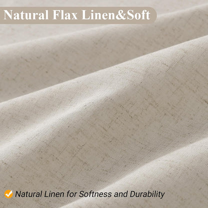 Linen Shower Curtain 72 Inch Long for Bathroom Beige 1 Panel - Colors A