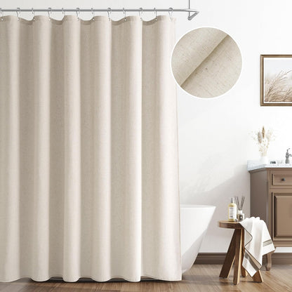 Linen Shower Curtain 72 Inch Long for Bathroom Beige 1 Panel - Colors A