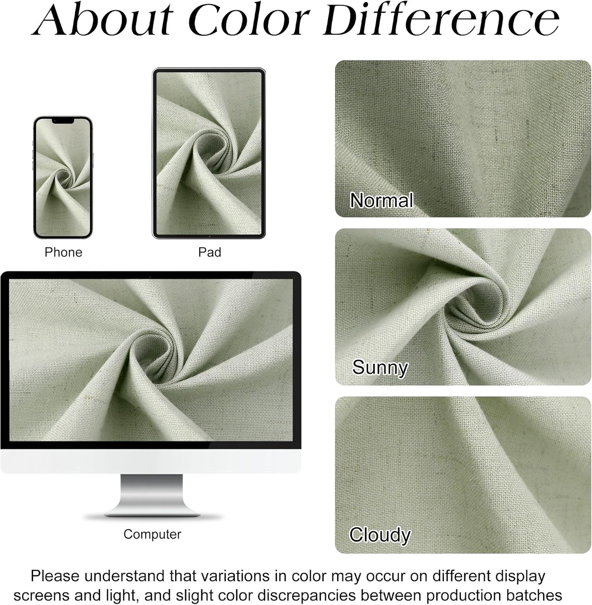 Linen Shower Curtain 72 Inch Long for Bathroom Beige 1 Panel - Colors A