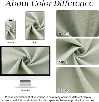 Linen Shower Curtain 72 Inch Long for Bathroom Beige 1 Panel - Colors A