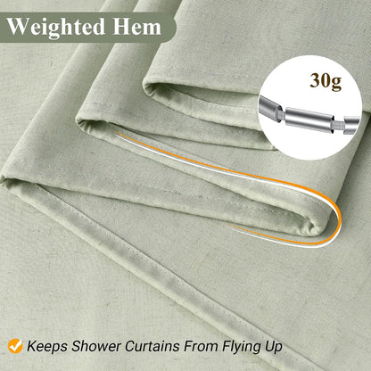 Linen Shower Curtain 72 Inch Long for Bathroom Beige 1 Panel - Colors A